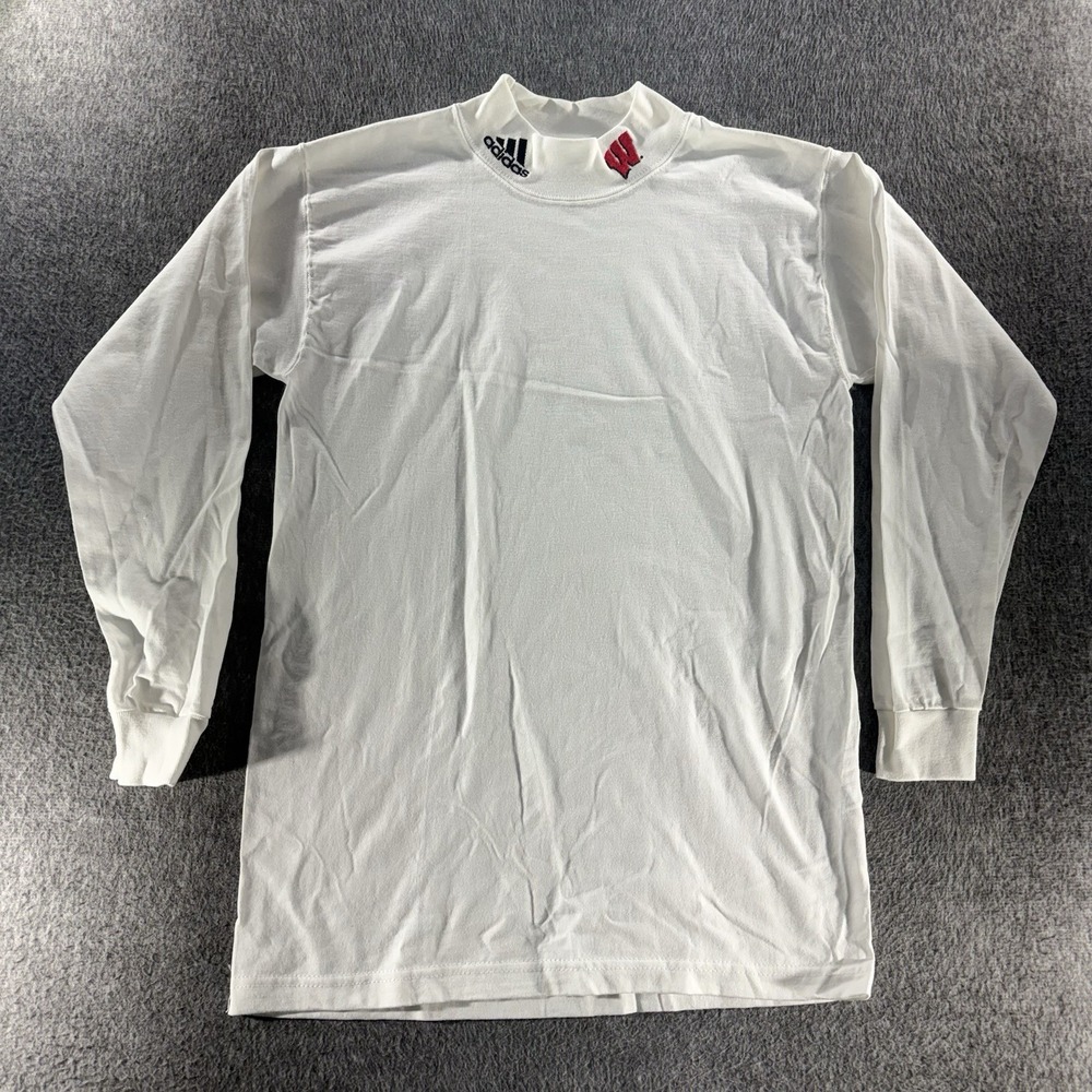 Adidas Wisconsin Badgers Long Sleeve Shirt Mock Neck White XS (Non-Thermal)